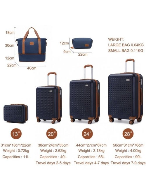 Set de 6 valises - 31/55/67/76 cm, rigide abs, 4 roues 360°, serrure tsa - kono - Kiabi Set de 6 valises - 31/55/67/76 cm, rigide abs, 4 roues 360°, serrure tsa - kono - Kiabi
