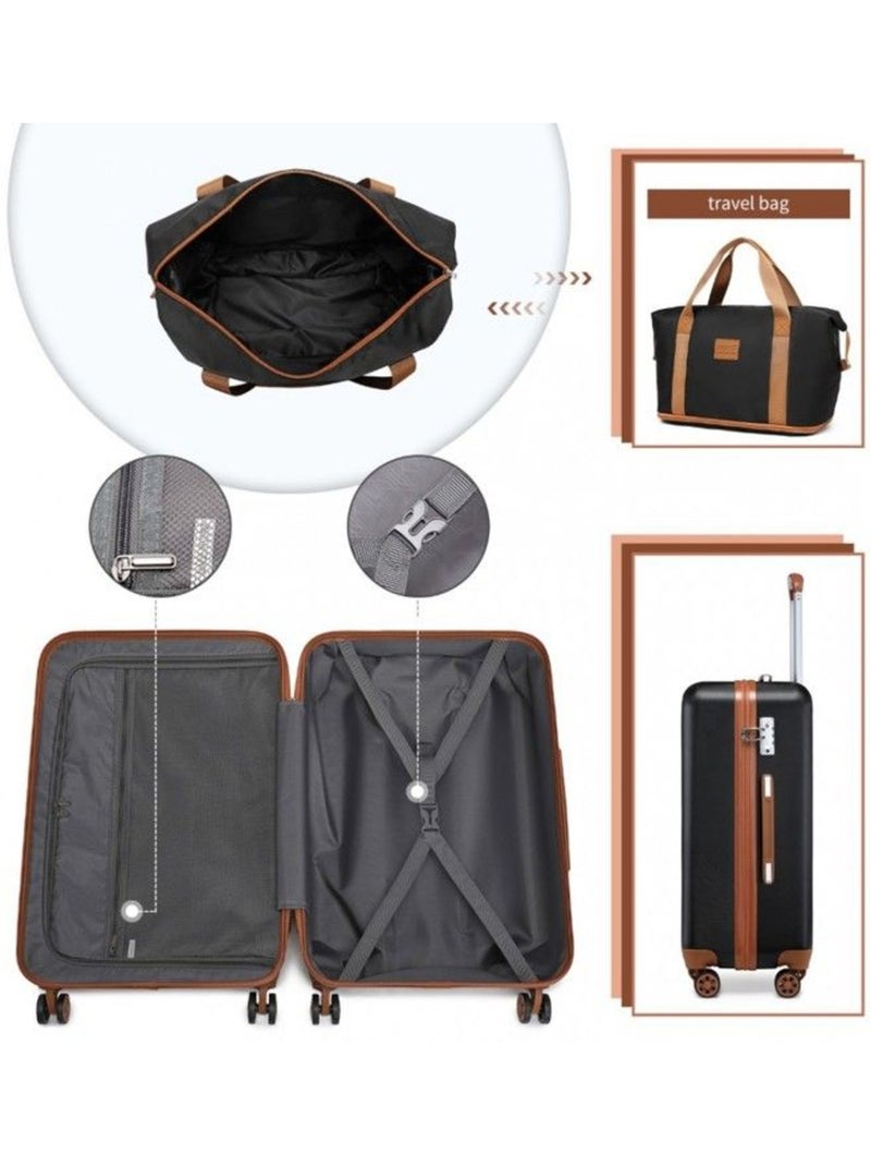 Set de 6 valises - 31/55/67/76 cm, rigide abs, 4 roues 360°, serrure tsa - kono Noir - Kiabi