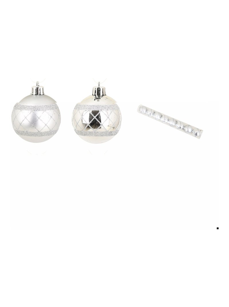 Set de 8 Boules de Noël Décor Carreaux Argent 6 cm Argent - Kiabi