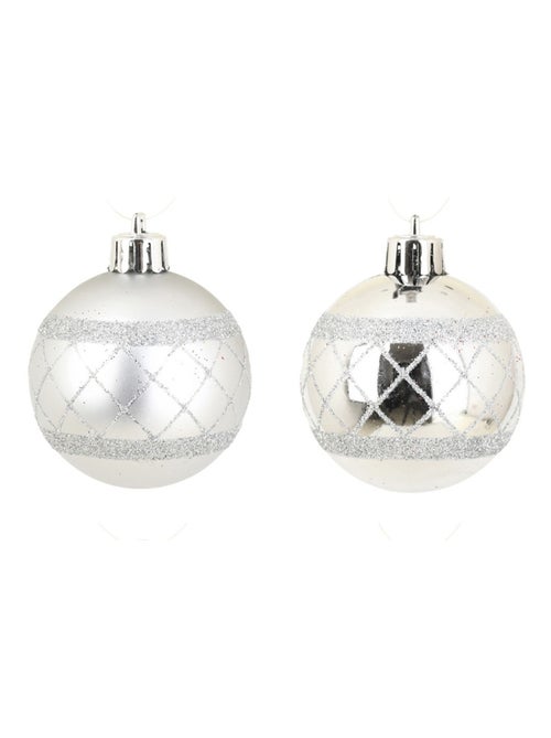 Set de 8 boules de noël décor carreaux argent - Kiabi