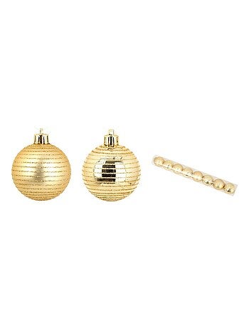 Set de 8 boules de noel decor raye rouge