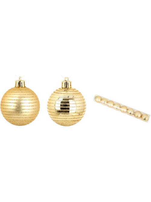 Set de 8 boules de noel decor raye rouge - Kiabi