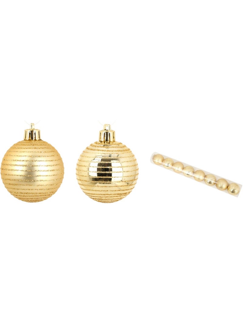 Set de 8 boules de noel decor raye rouge Multicolore - Kiabi