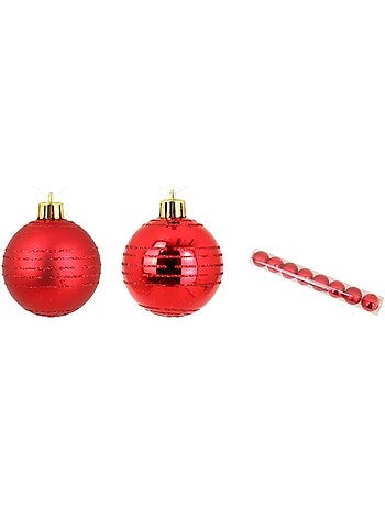 Set de 8 boules decor rayures de noel