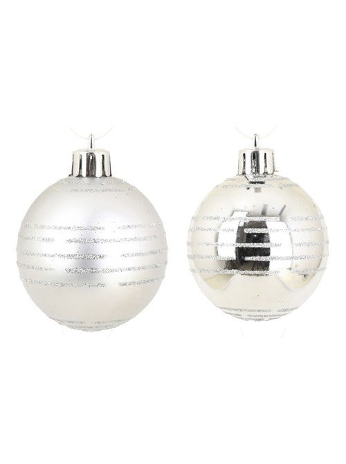 Set de 8 boules de noël rayures argent - Kiabi