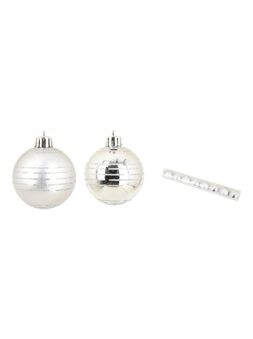 Set de 8 boules de noël rayures argent - Kiabi