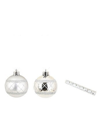 Set de 8 boules decor carreaux de noel
