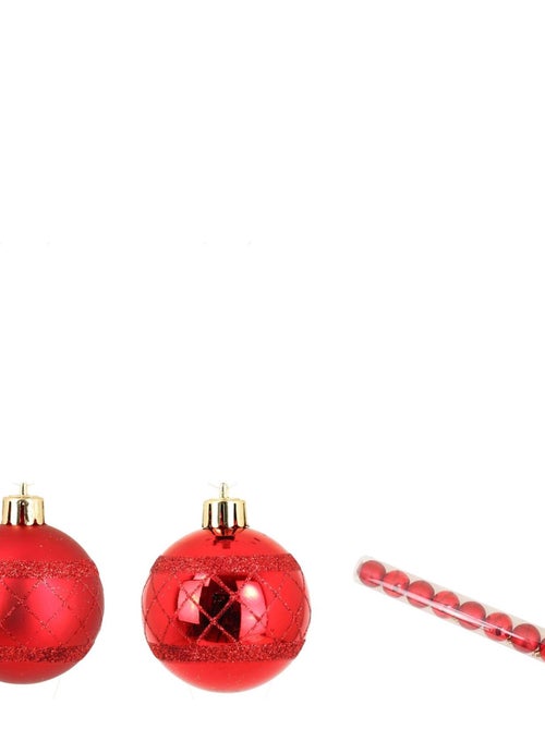 Set de 8 boules decor carreaux de noel - Kiabi