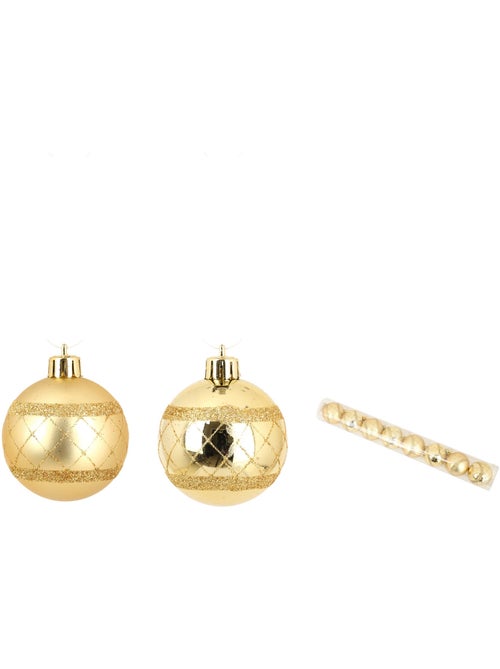 Set de 8 boules decor carreaux de noel - Kiabi