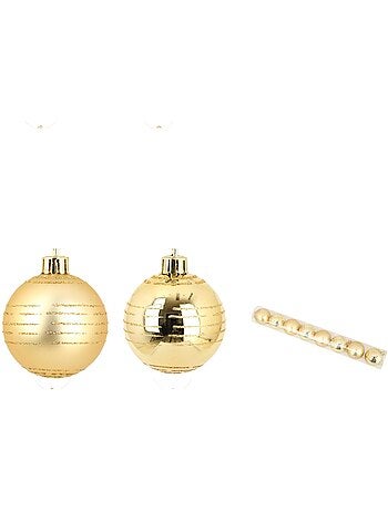 Set de 8 boules decor rayures de noel
