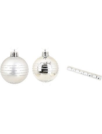 Set de 8 boules decor rayures de noel