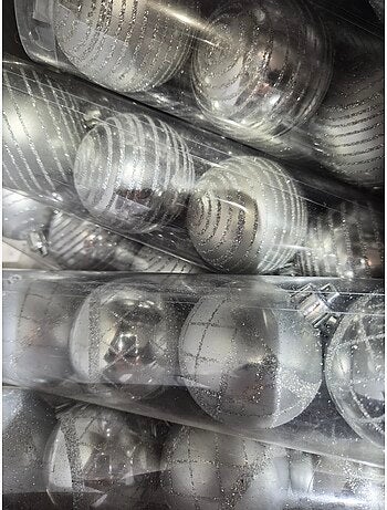 Set de 8 boules decor rayures de noel