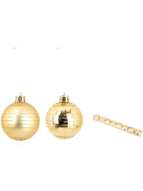 Set de 8 boules decor rayures de noel - Kiabi