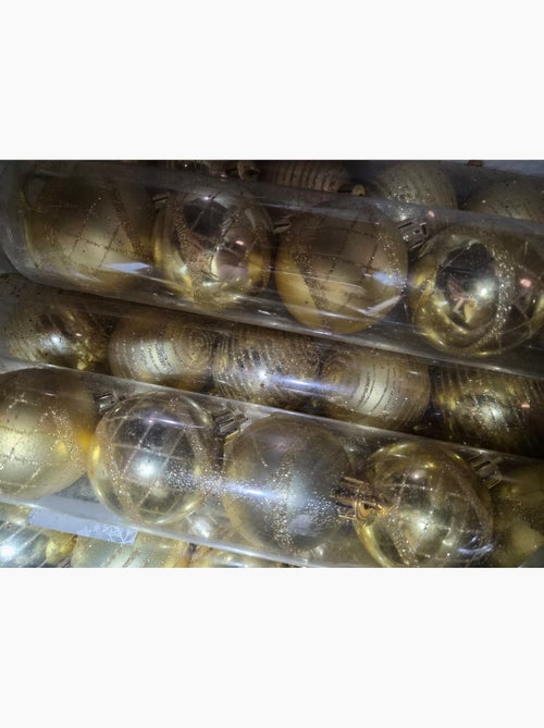 Set de 8 boules decor rayures de noel - Kiabi