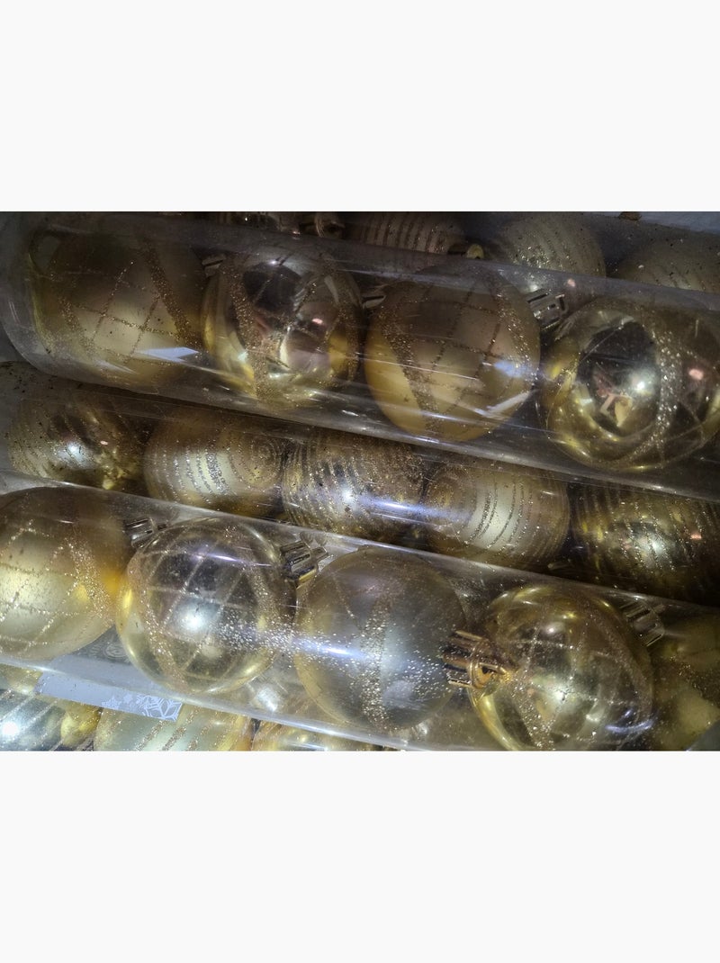 Set de 8 boules decor rayures de noel Doré - Kiabi