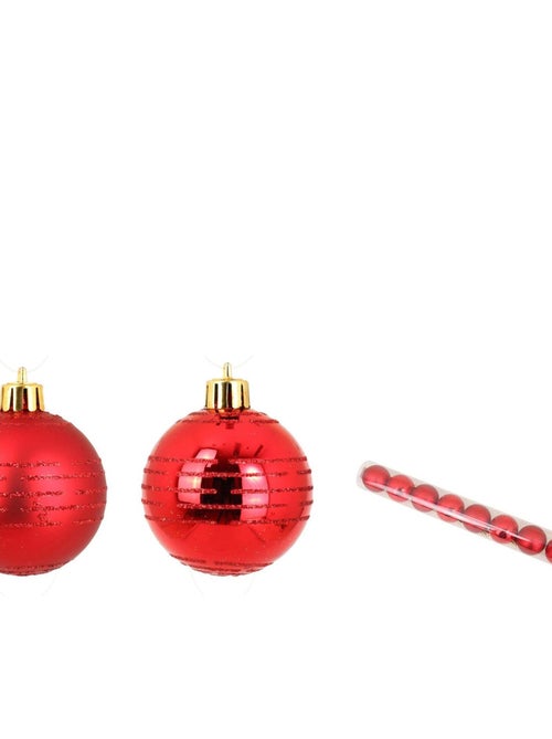 Set de 8 boules decor rayures de noel - Kiabi