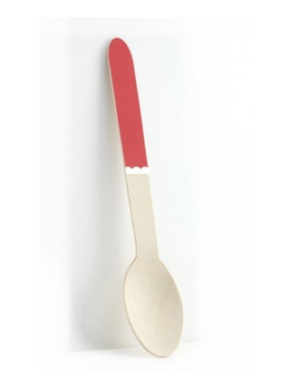Set de 8 Cuillères en Bois Rouge Vintage de Qualité
