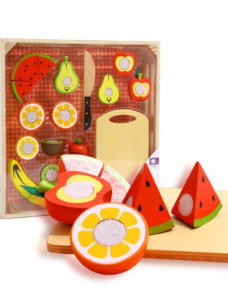 Set de 8 fruits à couper en bois et son plateau N/A - Kiabi