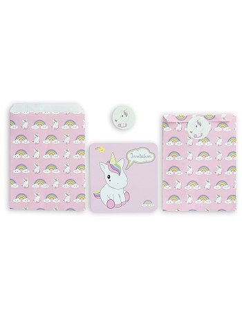 Set de 8 invitations 'licornes'