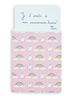 Décoration, animation - Set de 8 invitations 'licornes' - Kiabi