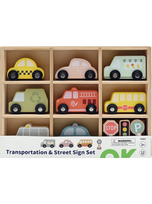 Set de 8 voitures en bois - Kiabi