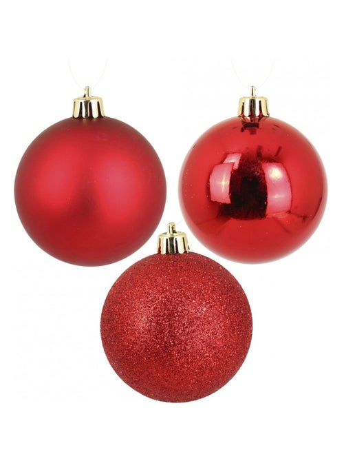 Set de 9 boules de noël rouges - Kiabi