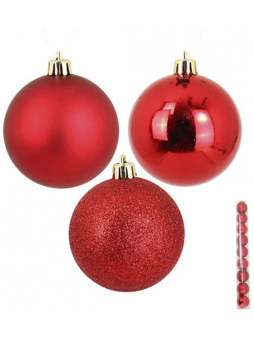 Set de 9 boules de noël rouges - Kiabi