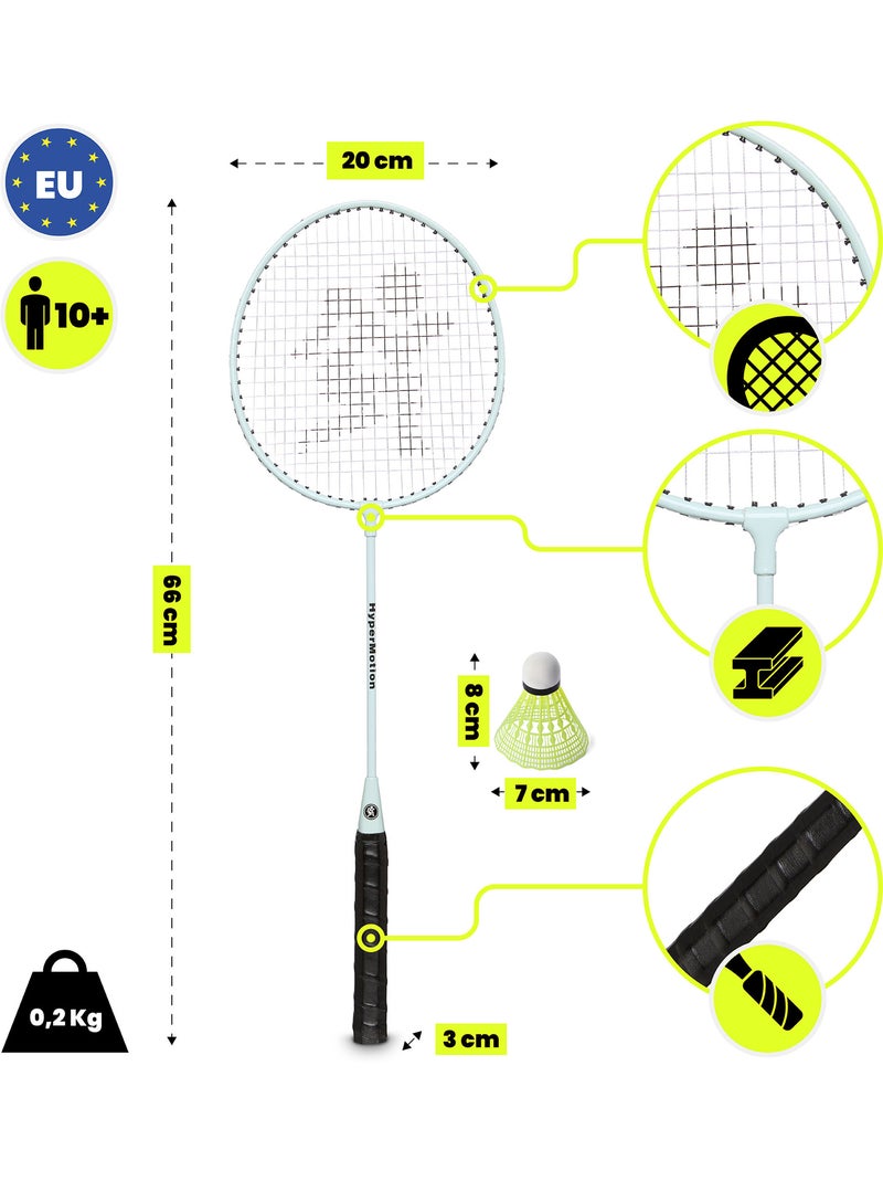 Set de badminton HyperMotion – 2 raquettes, 1 volant, couleur sauge Bleu - Kiabi