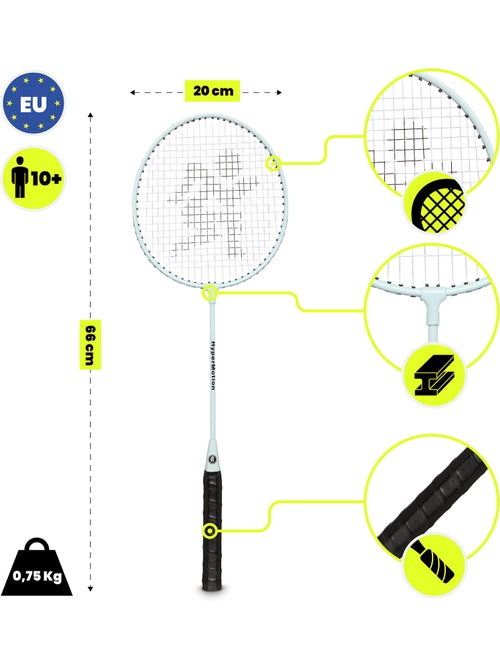 Set de badminton HyperMotion – 2 raquettes avec housse, couleur sauge - Kiabi Set de badminton HyperMotion – 2 raquettes avec housse, couleur sauge - Kiabi