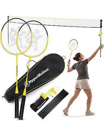 Set de badminton HyperMotion avec filet 6 m – 2 raquettes, 3 volants et sac de transport