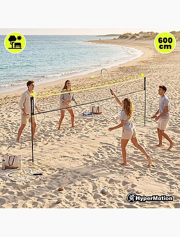 Set de badminton HyperMotion avec filet 6 m – 2 raquettes, 3 volants et sac de transport