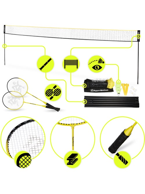 Set de badminton HyperMotion avec filet 6 m – 2 raquettes, 3 volants et sac de transport - Kiabi