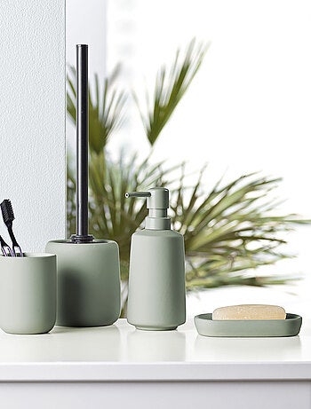 Set de bain en céramique sauge 4 pièces