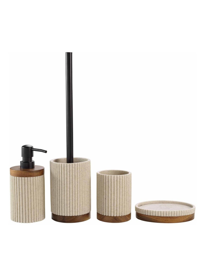 Set de bain en polyrésine Niagara naturel 4 pièces Beige - Kiabi