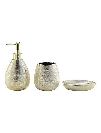 Set de Bain TRÉSOR – 3 Pièces – Grès Uni Métallisé