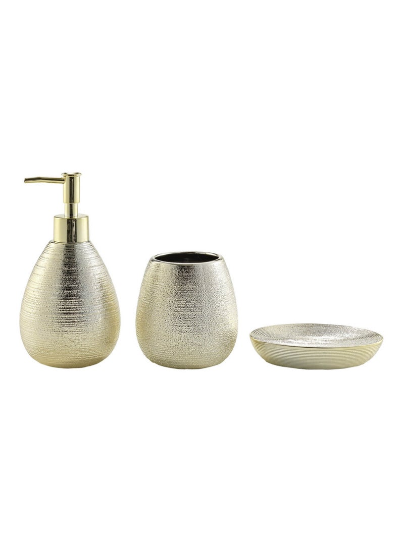 Set de Bain TRÉSOR – 3 Pièces – Grès Uni Métallisé Jaune - Kiabi