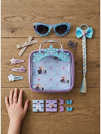 Set de beauté 12 accessoires cheveux avec pochette la reine des neiges disney