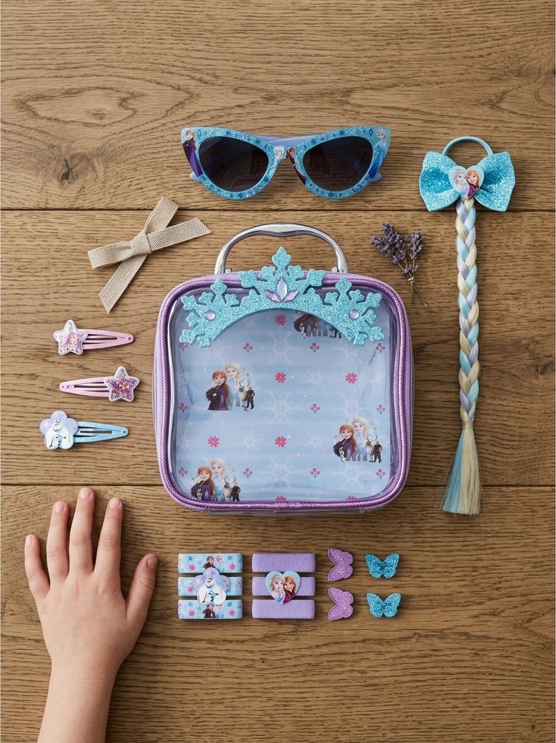 Set de beauté 12 accessoires cheveux avec pochette la reine des neiges disney Bleu - Kiabi