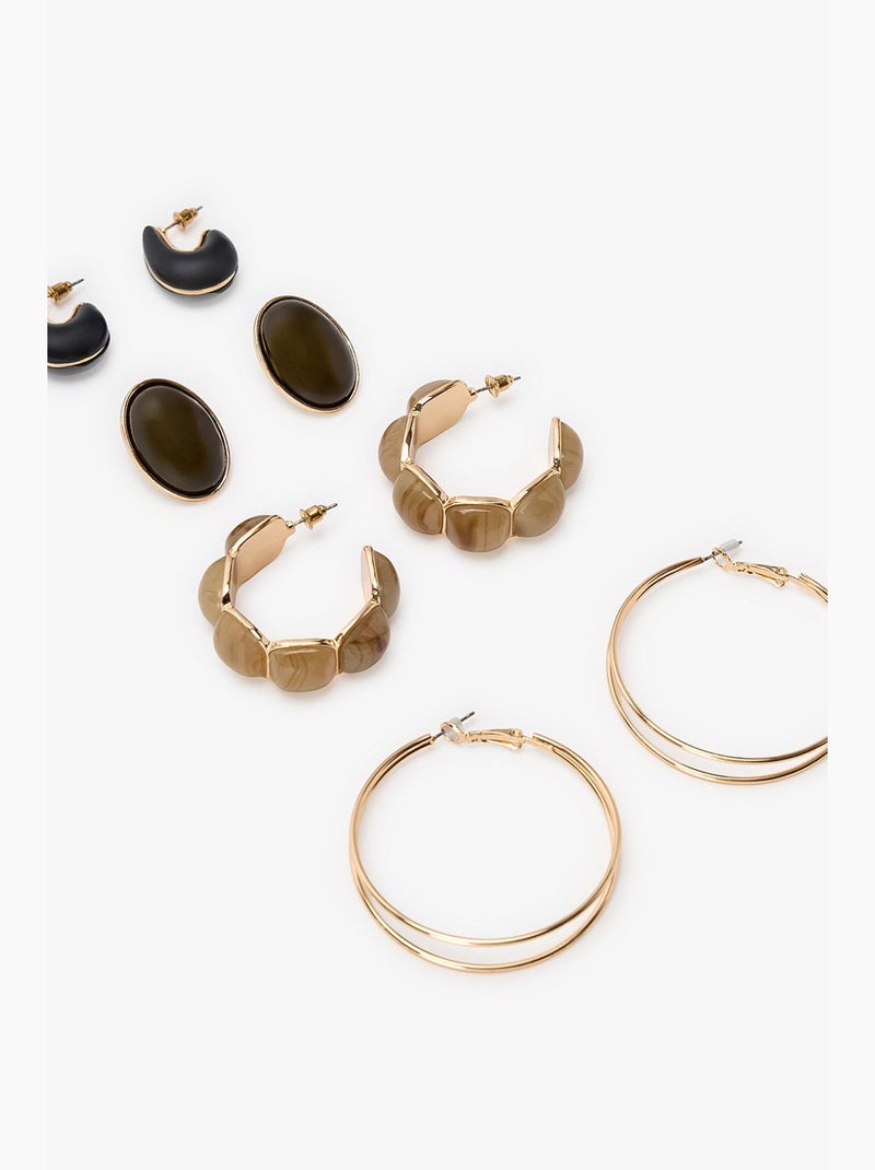 Set de boucles d'oreilles nicole penti Noir Marron - Kiabi