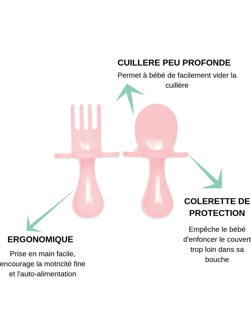 Set de couverts ergonomiques d'apprentissage Rose - Kiabi