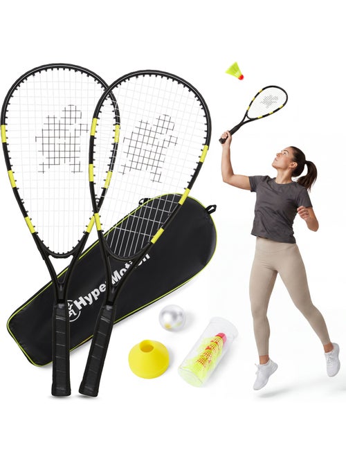 Set de crossminton HyperMotion – 2 raquettes, 5 volants, 8 cônes, balle et sac de transport - Kiabi Set de crossminton HyperMotion – 2 raquettes, 5 volants, 8 cônes, balle et sac de transport - Kiabi