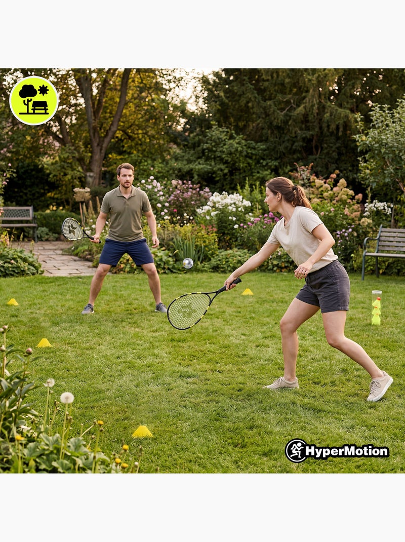 Set de crossminton HyperMotion – 2 raquettes, 5 volants, 8 cônes, balle et sac de transport Noir - Kiabi