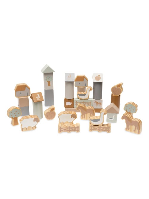 Set de cubes en bois Farm (34 pièces) - Kiabi