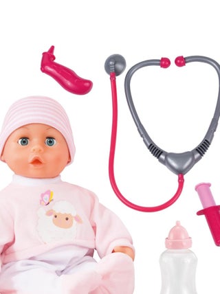 Set de doctuer avec poupée bébé avec son 33cm