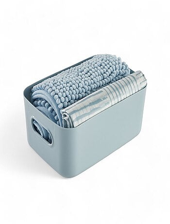 Set de douche 3 accessoires rideau tapis panier BATHROOM