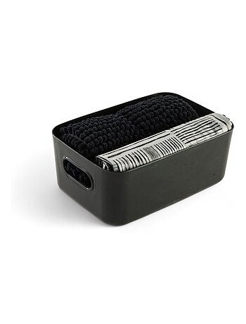 Set de douche 3 accessoires rideau tapis panier BATHROOM