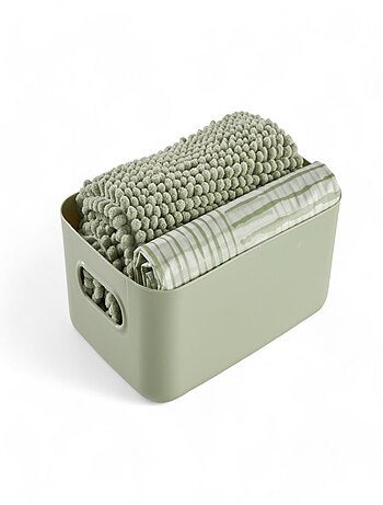 Set de douche 3 accessoires rideau tapis panier BATHROOM