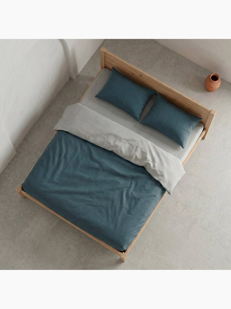 Set de housse de couette 100% coton, avec taie(s) d’oreiller, bicolore réversible - Gamusi. Bleu Gris - Kiabi