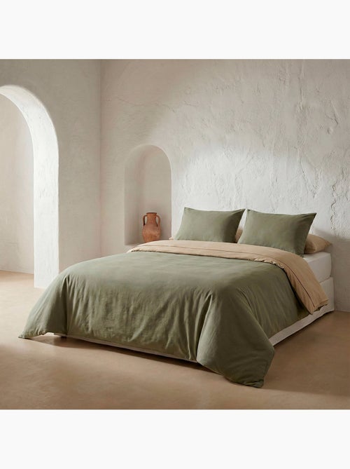 Set de housse de couette 100% coton, avec taie(s) d’oreiller, bicolore réversible - Gamusi. - Kiabi Set de housse de couette 100% coton, avec taie(s) d’oreiller, bicolore réversible - Gamusi. - Kiabi