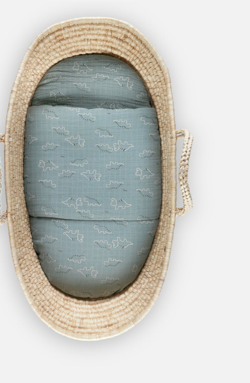 Set de housses pour couffin et berceau en mousseline BIO, Bleu - Kiabi